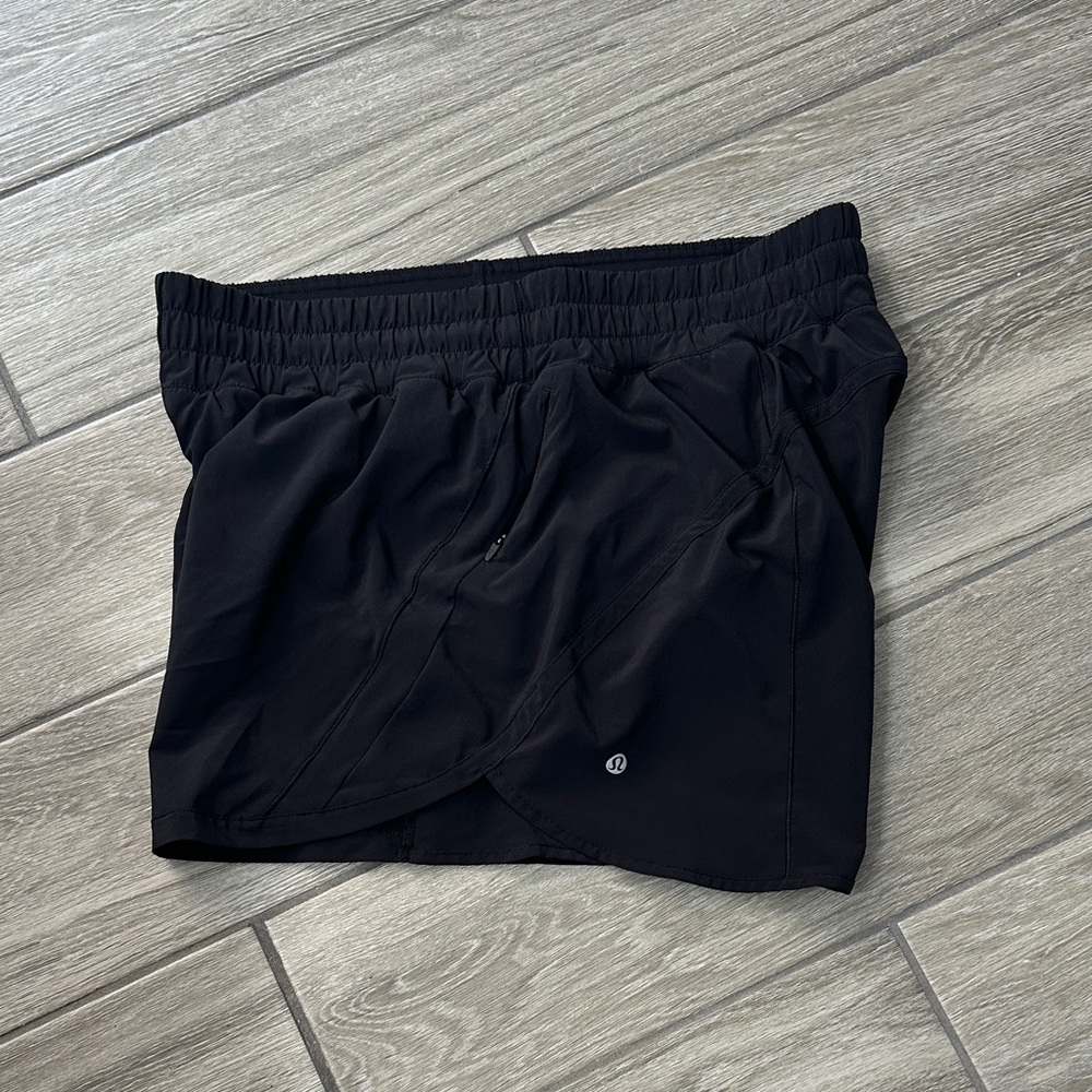 Lululemon track that shorts, black, size 14. VGUC.